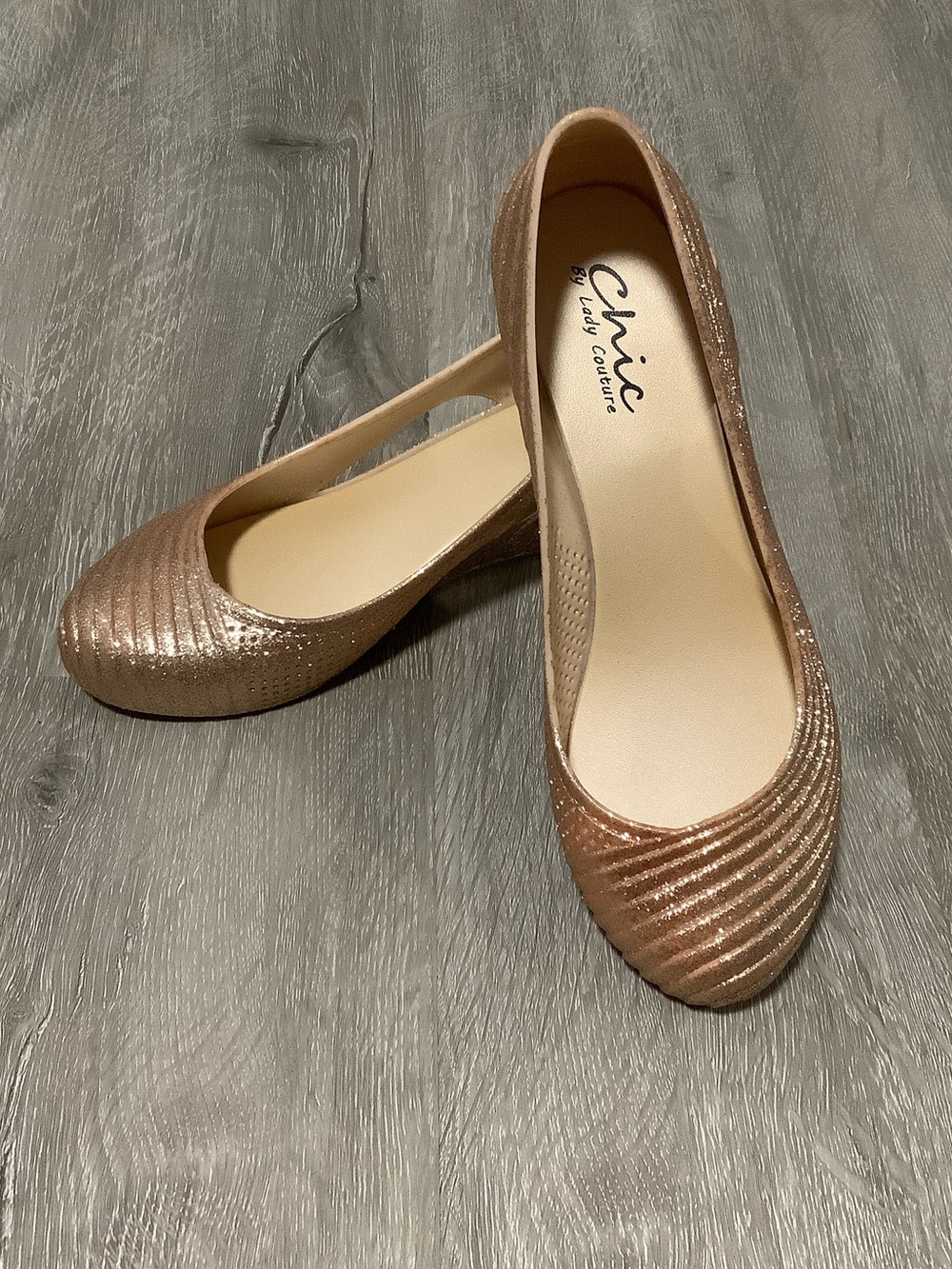 Gold Glittery Jelly Shoes Chic By Lady Couture